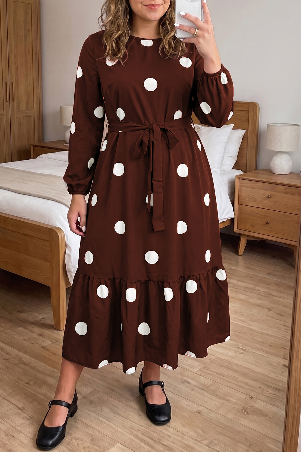 Georgia Claire Brown Polka Dot Dress