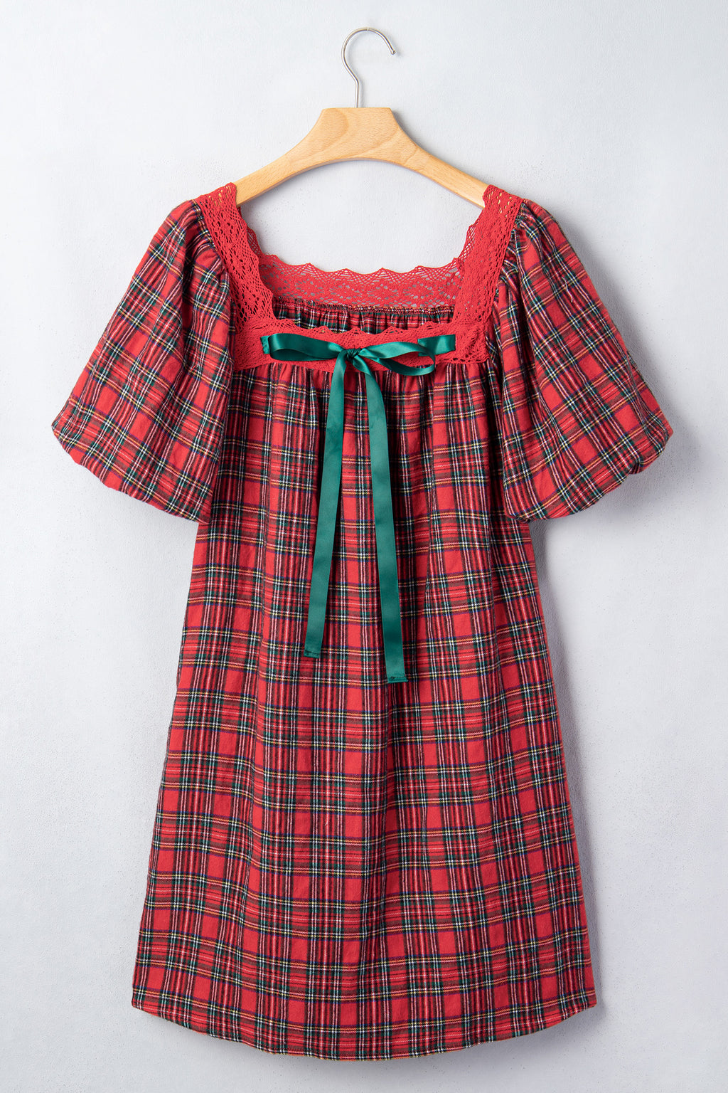 Josie Mara Plaid Lace Mini Dress