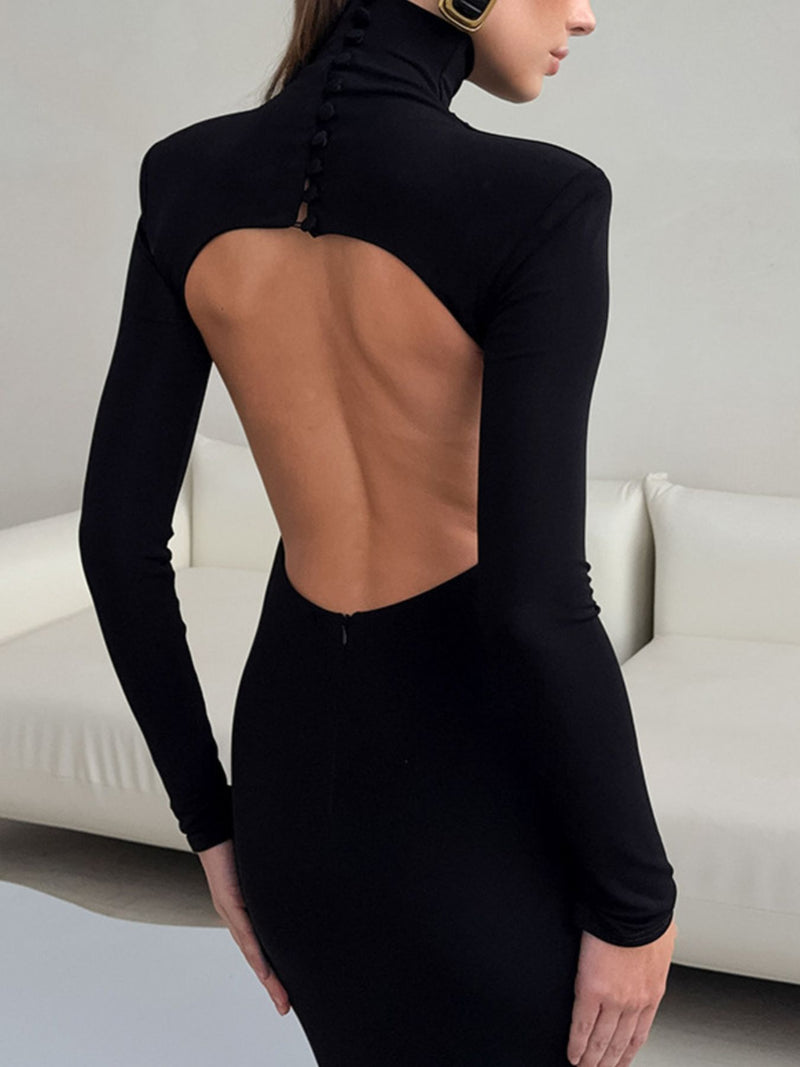 turtleneck long sleeve bodycon dresses Green Long Sleeve Turtleneck Bodycon Sweater Dress