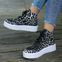 Hazel Blues® |  PU Leather Leopard Platform Sneakers