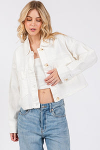 Hazel Blues® |  bytos Button Down Cropped Denim Jacket with Patch Pockets