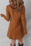 Hazel Blues® |  Straw Yellow Ribbed Detail Solid Color Mini Sweater Dress
