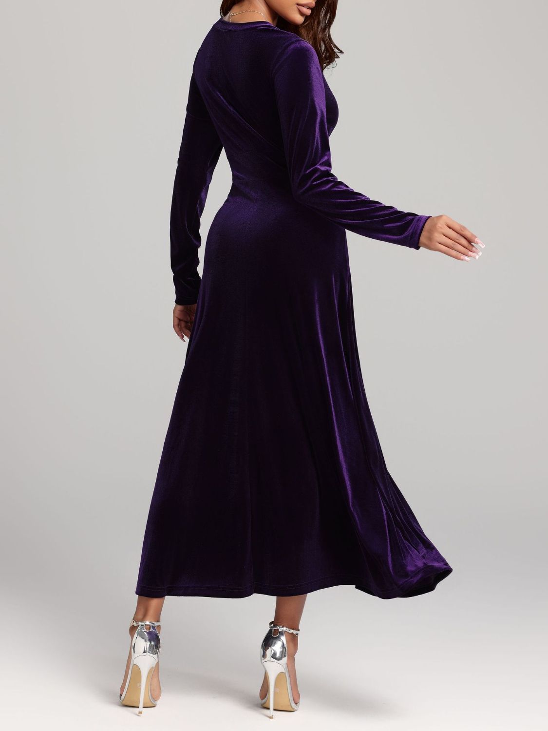 Hazel Blues® |  V-Neck Long Sleeve Velvet Dress