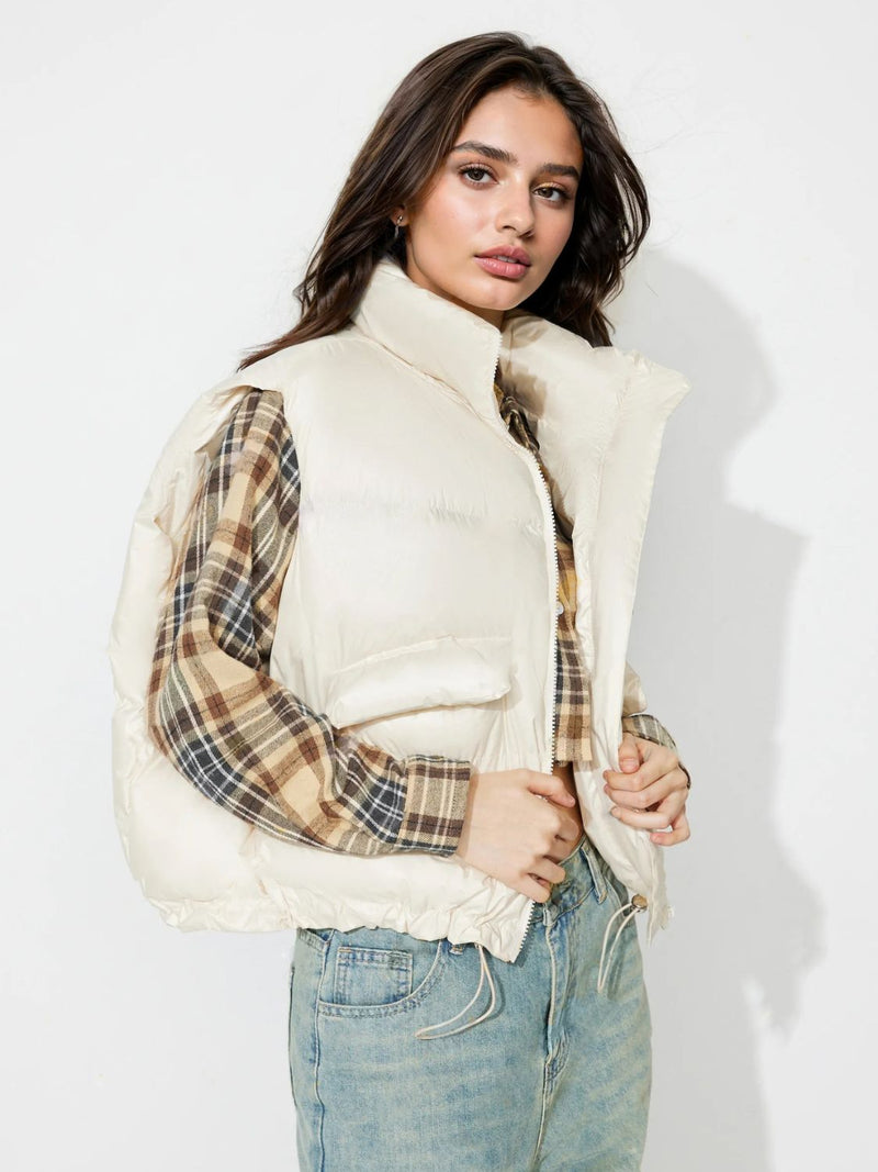 Hazel Blues® |  Zip Up Vest Coat with Pockets