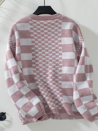 Hazel Blues® |  Double Take Checkered Open Front Dropped Shoulder Cardigan