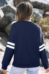 Hazel Blues® |  Evergreen Varsity Striped Detail Drop Shoulder Oversized Sweatshirt