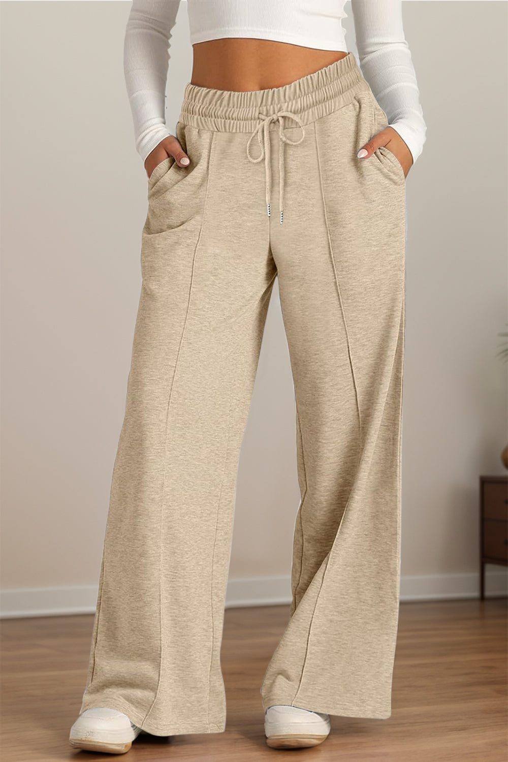 Hazel Blues® |  Drawstring Elastic Waist Wide Leg Pants