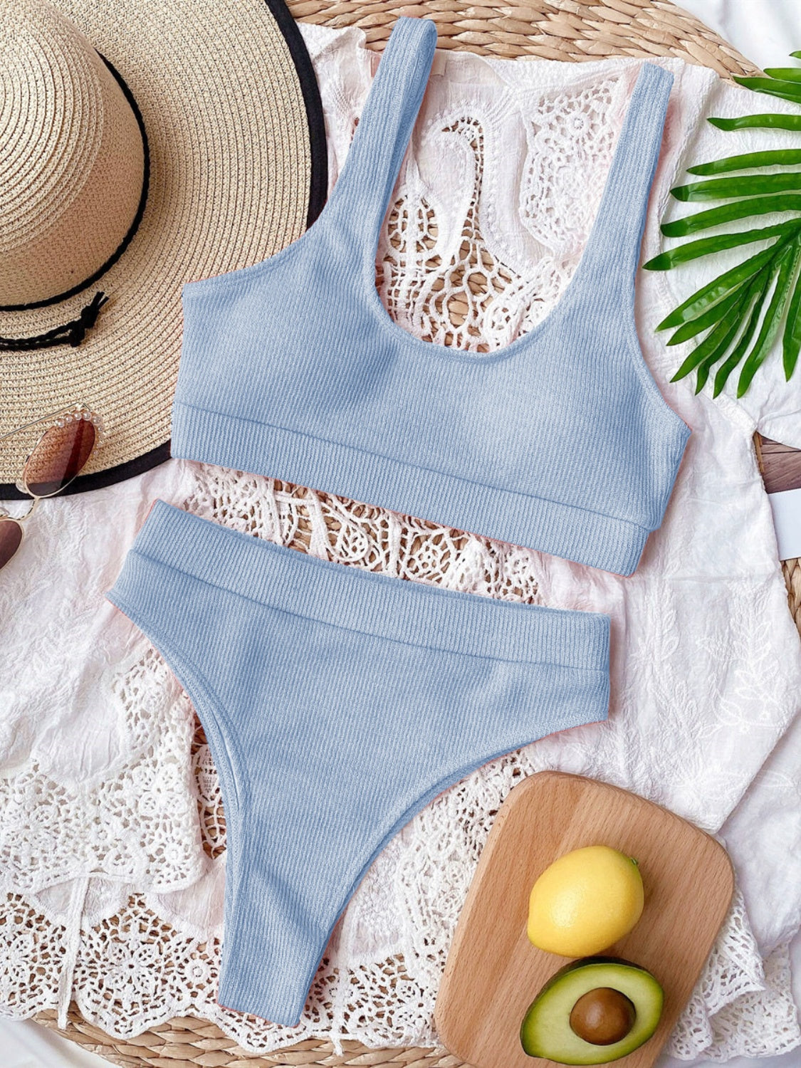 Hazel Blues® |  Scoop Neck Wide Strap Two-Piece Swim Set