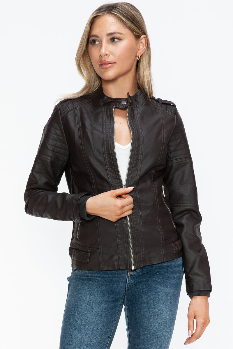 Hazel Blues® |  Snobbish PU Leather Biker Jacket with Side Zip Pockets