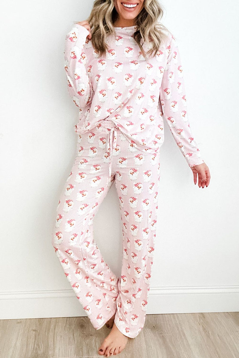 Hazel Blues® |  Santa Print Long Sleeve Top and Pants Lounge Set