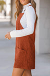 Hazel Blues® |  Cinnamon Solid Front Pockets Sleeveless Corduroy Overall Dress