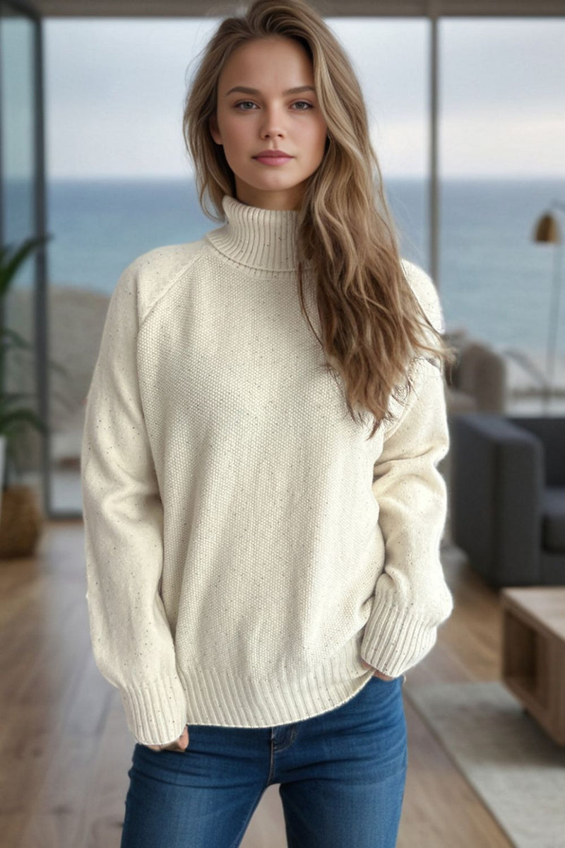 Hazel Blues® |  Ribbed Turtleneck Raglan Sleeve Sweater