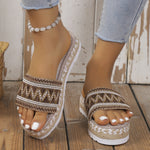 Hazel Blues® |  Geometric Weave Platform Sandals