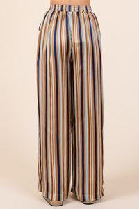 Hazel Blues® |  Mittoshop Striped Satin Elastic Waist Wide Leg Pants