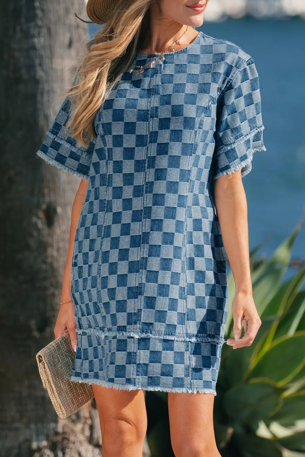 denim dress frayed hem Checkered Mini – Hazel Blues® Breezy_Blues_Collection Size:XL 16-18 #trans #transgirl #transgender #crossdresser Christmas dresses inspired style and everyday