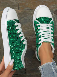 Hazel Blues® |  Sequin Round Toe Flat Sneakers