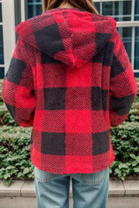 Hazel Blues® |  Double Take Plaid Long Sleeve Hooded Coat