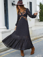 Hazel Blues® |  Embroidered V-Neck Long Sleeve Dress