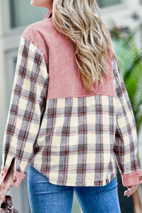 Hazel Blues® |  Pocketed Plaid Collared Neck Shacket