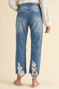 Hazel Blues® |  Annie Wear Distressed Raw Hem Cropped Jeans