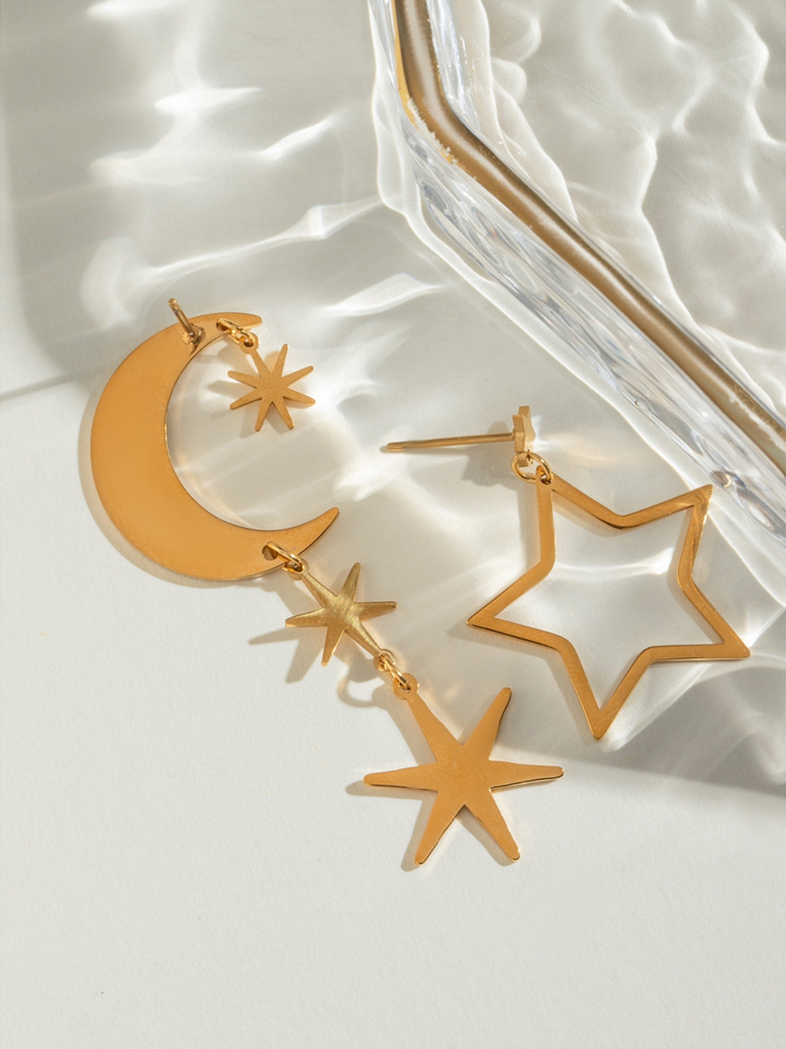 Hazel Blues® |  18K Gold-Plated Moon & Star Dangle Earrings