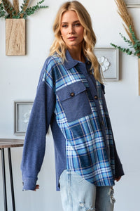 Hazel Blues® |  OH Plaid Button Up Long Sleeve Shacket with Breast Pockets