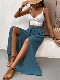 Hazel Blues® |  Tied Slit Wide Leg Pants