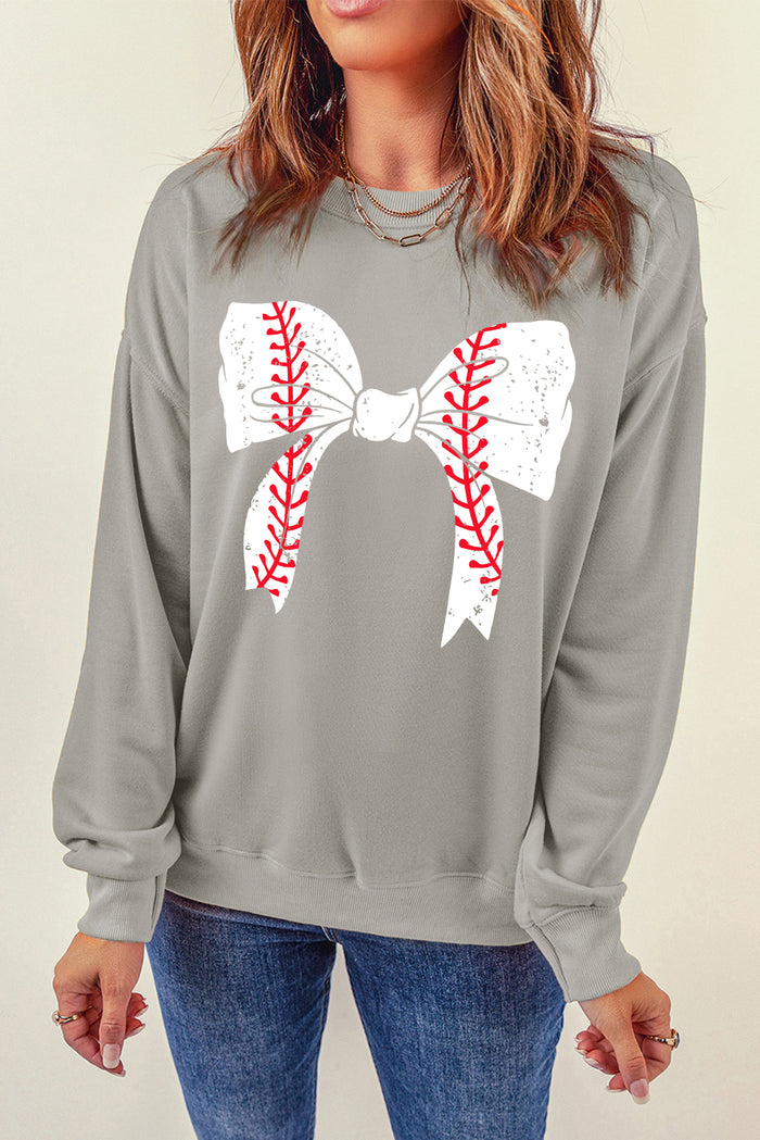 Hazel Blues® |  Bow Graphic Round Neck Long Sleeve Sweatshirt