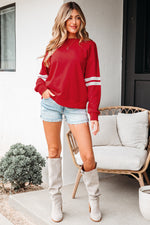 Hazel Blues® |  Evergreen Varsity Striped Detail Drop Shoulder Oversized Sweatshirt