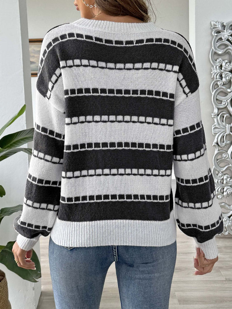 Hazel Blues® |  Heart Round Neck Long Sleeve Sweater