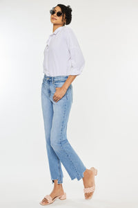 Hazel Blues® |  Kancan High Waist Raw Hem Straight Jeans