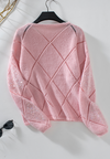 Hazel Blues® |  Openwork Sequin Round Neck Long Sleeve Sweater