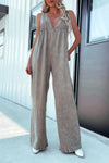 Hazel Blues® |  V-Neck Wide Leg Denim Jumpsuit