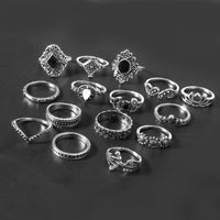 Hazel Blues® |  15 Piece Alloy Vintage Ring Set