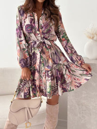 Hazel Blues® |  Ruffle Hem Floral Long Sleeve Dress