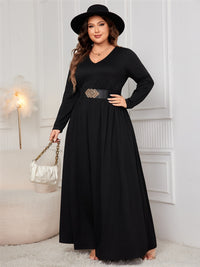 Hazel Blues® | Cutout V-Neck Long Sleeve Maxi Dress