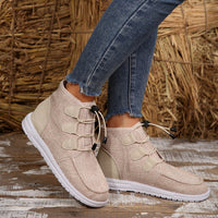 Hazel Blues® |  Lace-Up Round Toe Flat Sneakers