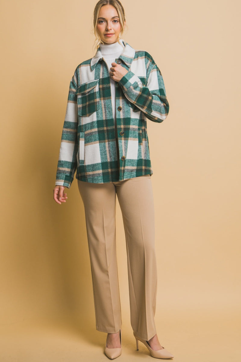 Hazel Blues® |  Love Tree Plaid Button Up Shacket