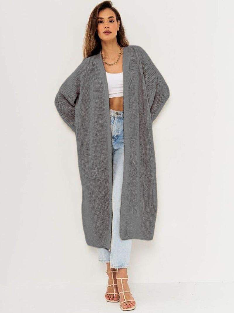 Hazel Blues® |  Open Front Long Sleeve Longline Cardigan