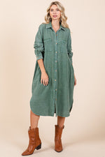 Hazel Blues® |  Mittoshop Mineral Wash Cotton Gauze Midi Shirt Dress