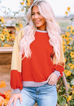 Hazel Blues® |  Color Block Round Neck Long Sleeve Sweatshirt