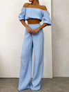 Hazel Blues® |  Off Shoulder Long Sleeve Top and Pants Set