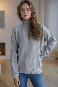 Hazel Blues® |  Ribbed Turtleneck Raglan Sleeve Sweater