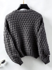 Hazel Blues® |  Cable-Knit Round Neck Long Sleeve Sweater