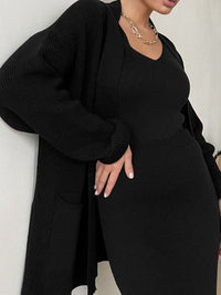 Hazel Blues® |  Pocketed Long Sleeve Cardigan and Skirt Sweater Set