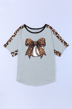 Hazel Blues® |  Leopard Bow Round Neck Half Sleeve T-Shirt