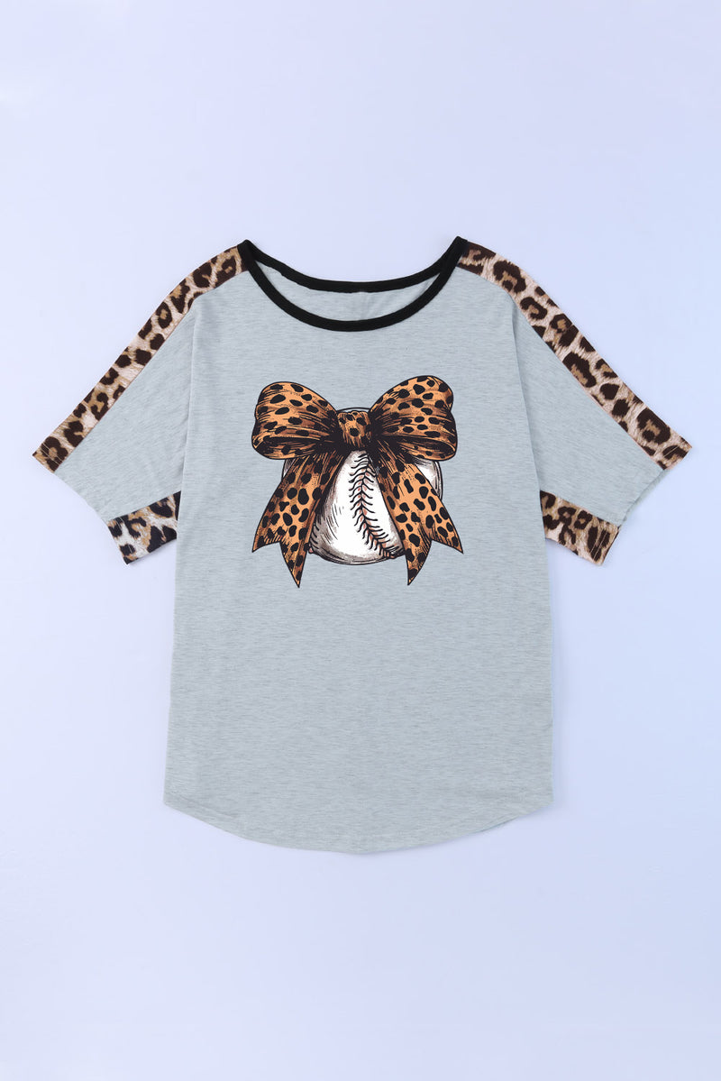 Hazel Blues® |  Leopard Bow Round Neck Half Sleeve T-Shirt