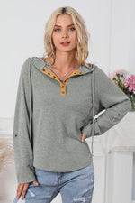 Hazel Blues® |  Drawstring Quarter Snap Long Sleeve Hoodie