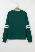 Hazel Blues® |  Evergreen Varsity Striped Detail Drop Shoulder Oversized Sweatshirt