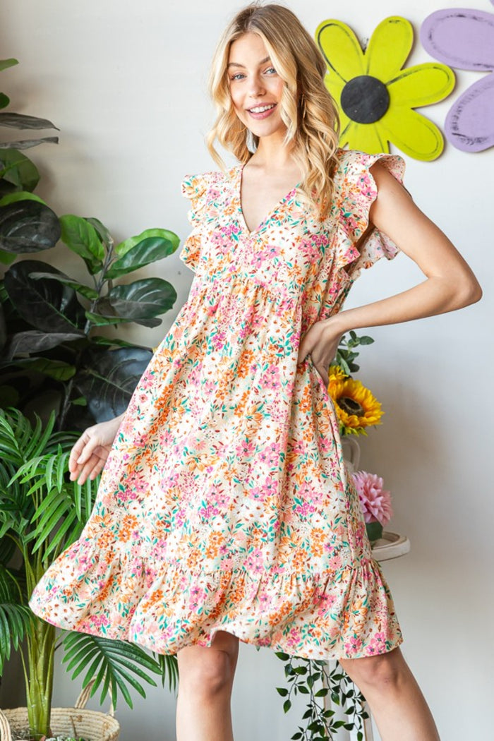 Hazel Blues® |  Heimish Floral Ruffled V-Neck Dress